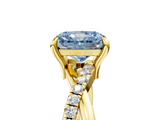 Yellow gold Fancy Blue Radiant  Cut Diamond Twist Band Solitaire with Prong Setting_29