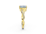 Yellow gold Fancy Blue Radiant  Cut Diamond Twisted Band Engagement Ring with Prong Setting_5