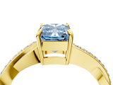 Yellow gold Fancy Blue Radiant  Cut Diamond Twisted Band Engagement Ring with Prong Setting_7