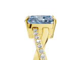 Yellow gold Fancy Blue Radiant  Cut Diamond Twisted Band Engagement Ring with Prong Setting_8