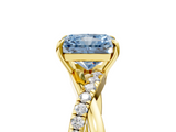 Yellow gold Fancy Blue Radiant  Cut Diamond Twisted Band with Pavé Setting and Four-Prong Setting_26