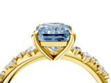 Yellow gold Fancy Blue Radiant  Cut Diamond Vine Band with Four-Prong Setting_64