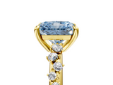 Yellow gold Fancy Blue Radiant  Cut Diamond Vine Band with Four-Prong Setting_65