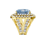 Yellow gold Fancy Blue Radiant  Cut Double Halo Split Shank Diamond Ring with Prong Setting_54