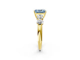 Yellow gold Fancy Blue Radiant  Cut Five-Stone Prong Set Diamond Ring with Classic Band_34