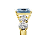 Yellow gold Fancy Blue Radiant  Cut Five-Stone Prong Set Diamond Ring with Classic Band_37