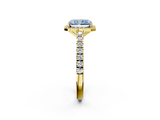 Yellow gold Fancy Blue Radiant  Cut Halo Diamond Engagement Ring with Pave Band and Four-Prong Setting_30