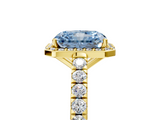 Yellow gold Fancy Blue Radiant  Cut Halo Diamond Engagement Ring with Pave Band and Four-Prong Setting_33
