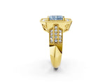 Yellow gold Fancy Blue Radiant Cut Halo Diamond Engagement Ring with Pave Split Shank and Four-Prong Setting_2