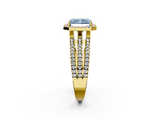 Yellow gold Fancy Blue Radiant  Cut Halo Diamond Engagement Ring with Split Shank and Four-Prong Setting_22