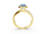 Yellow gold Fancy Blue Radiant  Cut Halo Diamond Engagement Ring with Split Shank and Four-Prong Setting_23