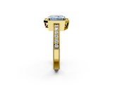 Yellow gold Fancy Blue Radiant  Cut Halo Diamond Pave Band Ring with Four-Prong Setting_27
