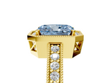 Yellow gold Fancy Blue Radiant  Cut Halo Diamond Pave Band Ring with Four-Prong Setting_30