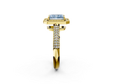 Yellow gold Fancy Blue Radiant  Cut Halo Diamond Pave Band with Four-Prong Setting_39