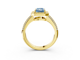 Yellow gold Fancy Blue Radiant  Cut Halo Diamond Pave Band with Four-Prong Setting_40