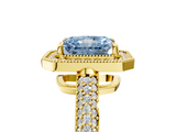 Yellow gold Fancy Blue Radiant  Cut Halo Diamond Pave Band with Four-Prong Setting_42