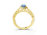 Yellow gold Fancy Blue Radiant  Cut Halo Diamond Ring with Channel Set Band and Four-Prong Setting_35