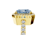 Yellow gold Fancy Blue Radiant  Cut Halo Diamond Ring with Pave Band and Four-Prong Setting_29