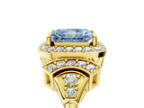 Yellow gold Fancy Blue Radiant Cut Halo Diamond Split Shank Engagement Ring with Four-Prong Setting_5