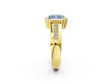 Yellow gold Fancy Blue Radiant  Cut Halo Pave Band Four-Prong Ring_50