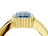 Yellow gold Fancy Blue Radiant  Cut Halo Pave Band Four-Prong Ring_52