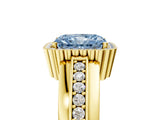 Yellow gold Fancy Blue Radiant  Cut Halo Pave Band Four-Prong Ring_53