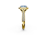 Yellow gold Fancy Blue Radiant  Cut Halo Pave Band Four-Prong Setting Ring_22