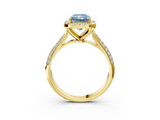 Yellow gold Fancy Blue Radiant  Cut Halo Pave Band Four-Prong Setting Ring_23