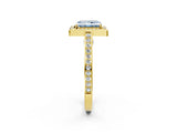 Yellow gold Fancy Blue Radiant  Cut Halo Pave Split Shank Prong Setting Ring_34