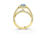Yellow gold Fancy Blue Radiant  Cut Halo Pave Split Shank Prong Setting Ring_35
