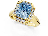 Yellow gold Fancy Blue Radiant  Cut Halo Solitaire Engagement Ring with Square Band and Four-Prong Setting_13