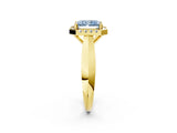 Yellow gold Fancy Blue Radiant  Cut Halo Solitaire Engagement Ring with Square Band and Four-Prong Setting_14
