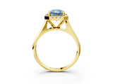 Yellow gold Fancy Blue Radiant  Cut Halo Solitaire Engagement Ring with Square Band and Four-Prong Setting_187