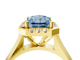 Yellow gold Fancy Blue Radiant  Cut Halo Solitaire Engagement Ring with Square Band and Four-Prong Setting_70