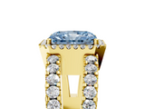 Yellow gold Fancy Blue Radiant  Cut Halo Split Shank Diamond Ring with Four-Prong Setting_49