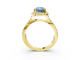 Yellow gold Fancy Blue Radiant  Cut Halo Split Shank Pave Set Ring_62