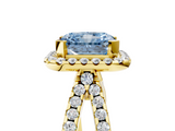 Yellow gold Fancy Blue Radiant  Cut Halo Split Shank Pave Set Ring_64