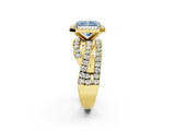 Yellow gold Fancy Blue Radiant  Cut Halo Split Shank Prong Setting Ring_14