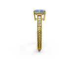 Yellow gold Fancy Blue Radiant  Cut Milgrain Channel Set Engagement Ring with Solitaire Prong Setting_51