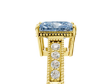 Yellow gold Fancy Blue Radiant  Cut Milgrain Channel Set Engagement Ring with Solitaire Prong Setting_54