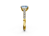 Yellow gold Fancy Blue Radiant  Cut Pavé Band Solitaire Ring with Four-Prong Setting_27