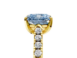 Yellow gold Fancy Blue Radiant  Cut Pavé Band Solitaire Ring with Four-Prong Setting_30