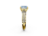 Yellow gold Fancy Blue Radiant  Cut Pave Diamond Engagement Ring with Channel Set Band and Four-Prong Setting_22
