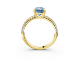 Yellow gold Fancy Blue Radiant  Cut Pave Diamond Engagement Ring with Channel Set Band and Four-Prong Setting_23