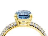 Yellow gold Fancy Blue Radiant  Cut Pave Diamond Engagement Ring with Channel Set Band and Four-Prong Setting_24