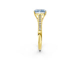 Yellow gold Fancy Blue Radiant Cut Solitaire Cathedral Diamond Engagement Ring with Channel-Set Band and Four-Prong Setting_5
