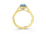 Yellow gold Fancy Blue Radiant Cut Solitaire Cathedral Diamond Engagement Ring with Channel-Set Band and Four-Prong Setting_6