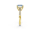 Yellow gold Fancy Blue Radiant Cut Solitaire Diamond Engagement Ring with Pavé Band and Six-Prong Setting_14