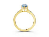 Yellow gold Fancy Blue Radiant Cut Solitaire Diamond Engagement Ring with Pavé Band and Six-Prong Setting_15
