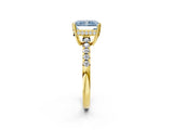 Yellow gold Fancy Blue Radiant Cut Solitaire Diamond Engagement Ring with Pavé Band and Six-Prong Setting_26